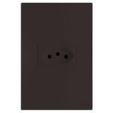 Conjunto Tomada 10a Horizontal 4x2 - RECTA CHOCOLATE SATIN FOSCO